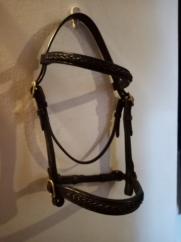 English Leather Fancy plait In Hand Show Bridle